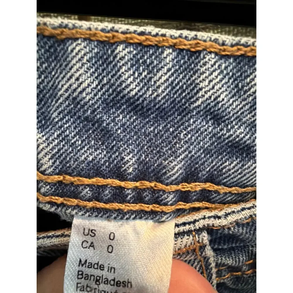 H&M Divided High Waist A-Line Denim Mini Skirt Blue 0 Button Front Fit & Flare